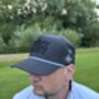 Golf Baseball Cap “Stiff” 3D Embroidered, Rope Detailing, Blue, Black Or White, thumbnail 7 of 12