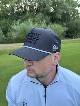 Golf Baseball Cap “Stiff” 3D Embroidered, Rope Detailing, Blue, Black Or White, 7 of 12