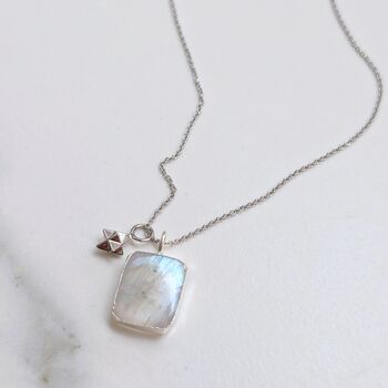 The Duo Moonstone Necklace, Silver, 4 of 10