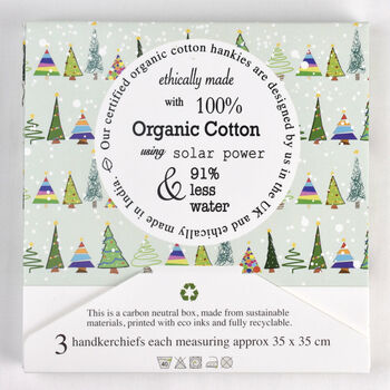 Organic Handkerchief Set Of Three In A Christmas Box, 2 of 9