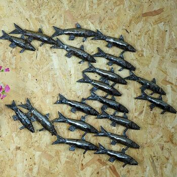 Recycled Metal School Of Fish On Wall, 3 of 3