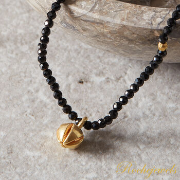 Black Spinel And Gold Charm Layering Necklace, 6 of 8