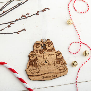 Penguin Family Personalised Christmas Tree Decoration, 5 of 6