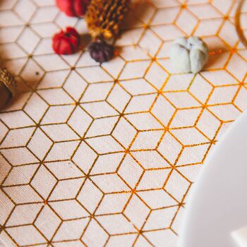 Cotton Table Runner Gold Geometric Pattern, 4 of 10