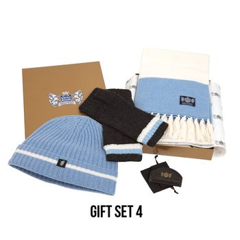 Luxury Cashmere Football Sets In Sky Blue And White, 5 of 6