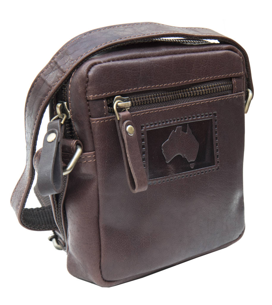 Small Zip Top Leather Travel Pouch Crosbody Bag By Wombat | 0