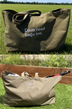 Personalised Kids Handwriting Embroidered 'Dads Need Bags Too' Canvas Tote Bag Fathers Day Gift, 5 of 11