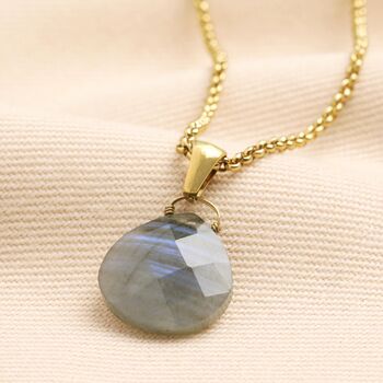 Semi Precious Pendant Necklace In Gold, 2 of 6
