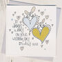 Personalised Glittery Hearts Wedding Card, thumbnail 1 of 1