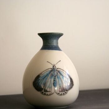 Small Ceramic Butterfly Bud Vase Navy, 2 of 3