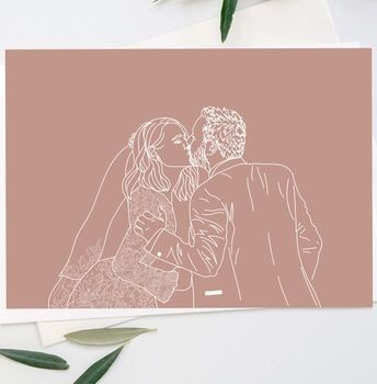 Custom Wedding Line Art Print Personalised Portrait, 2 of 10