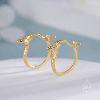 Sterling Silver Cobra Snake Hoops, 5 of 10