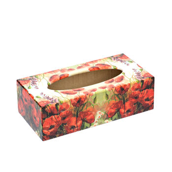 Wooden Tissue Box Cover Rectangular Poppy Flowers, 2 of 3