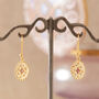 18 K Gold And Silver Earrings With Pink Gemstone, thumbnail 7 of 9