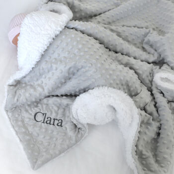 Personalised Grey Bobble Sherpa Baby Blanket, 2 of 8