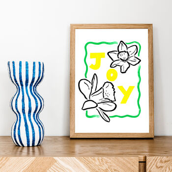 'Joy' Floral Daffodil Hand Painted Print, 3 of 4