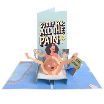 'Sorry Mum' Cheeky Pop Up Mother's Day Card With Funny 3D Birth, 2 of 10