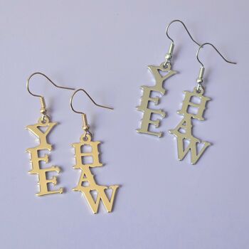 Yee Haw Statement Letter Earrings, 4 of 4