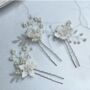 Set Of Three Beaded Bridal Floral Hairpins, thumbnail 4 of 9