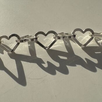 Sterling Silver Heart Link Bracelet, 2 of 4
