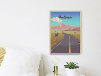 Badlands National Park USA Travel Poster Art Print, 3 of 8