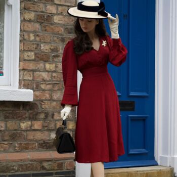 Ava Dress In Windsor Wine Vintage 1940s Style, 2 of 2
