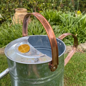 Copper Trim Galvanised Metal Watering Can, 6 of 10