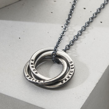 Personalised Men's Oxidised Russian Ring Necklace, 2 of 6