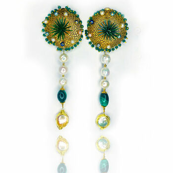 Green Jade And Baroque Pearl Long Dangle Earrings, 4 of 4