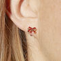 Holly And Peppermint Gold Plated Christmas Earring Set, thumbnail 5 of 7