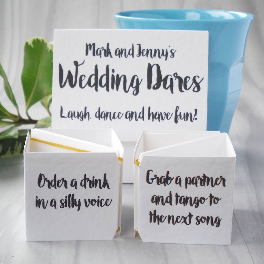 Wedding games favours PERSONALISED A5 Wedding Day Dares Cards