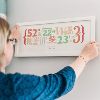 Personalised Coral Wedding Anniversary Coordinates Print – 35th Wedding Anniversary Gift, 2 of 4