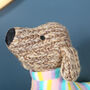 Knitted Pastel Sausage Dog Soft Toy, thumbnail 3 of 4