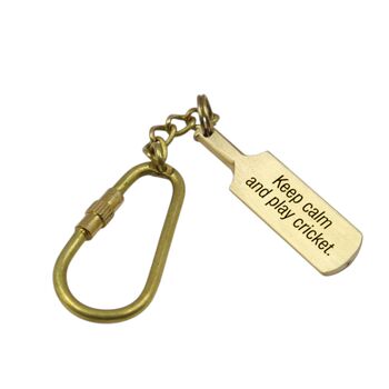 Personalized Brass Cricket Bat Keyring, 5 of 9