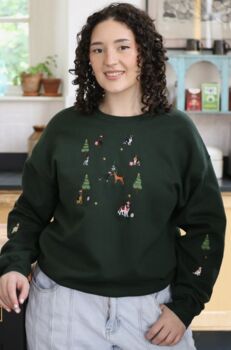 Embroidered Christmas Dogs Under The Mistletoe Sweater, 2 of 2