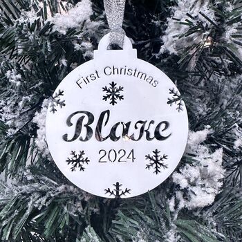 Baby's First Christmas Personalised Bauble, Baby Gift, 2 of 12