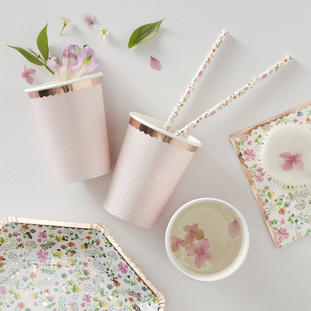 Pink Rose Gold Spotty Party Paper Cups, 1 of 4