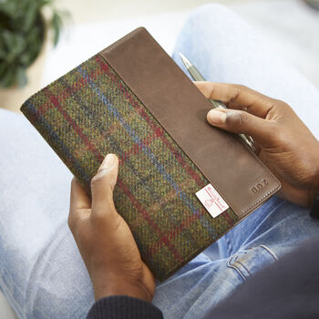 Harris Tweed Personalised Leather Notebook Journal, 3 of 12