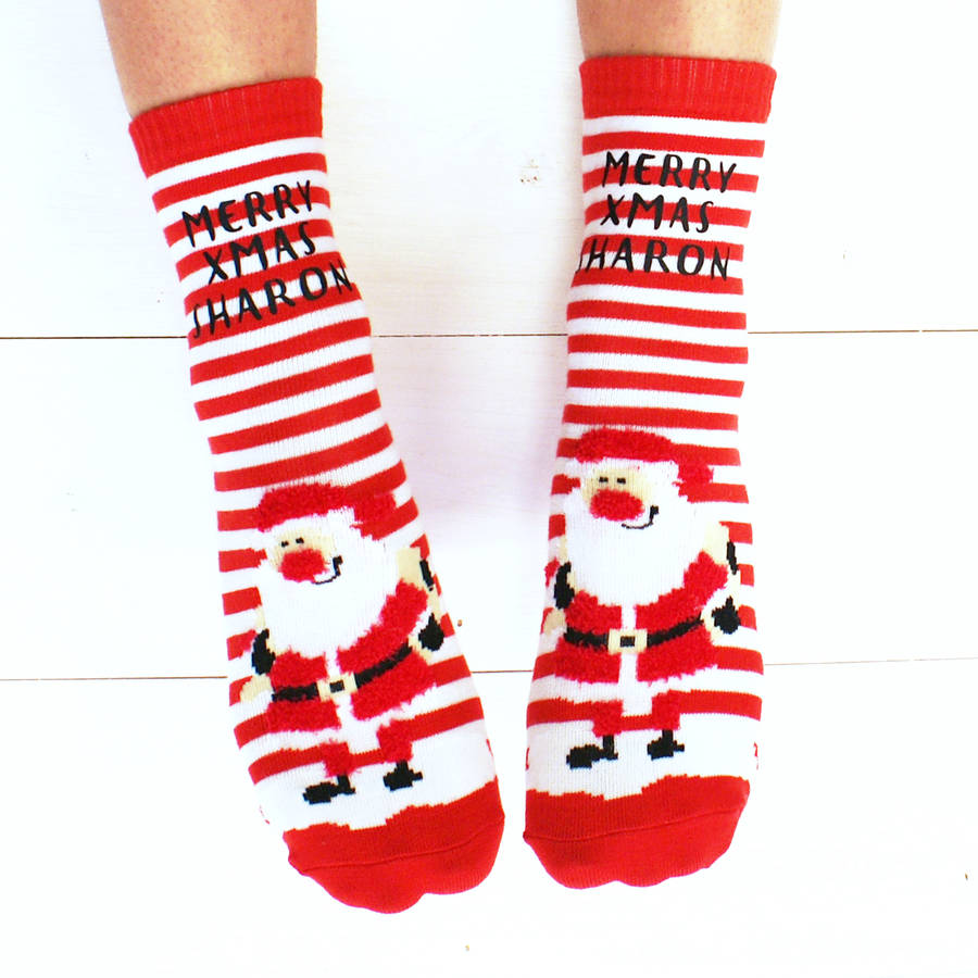 personalised santa christmas slipper socks by sparks and daughters ...