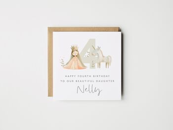 Personalised Granddaughter 1st Birthday Card Princess And Unicorn *Age Options, 4 of 5