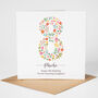 Floral Fun Personalised 8th Birthday Card, thumbnail 4 of 5