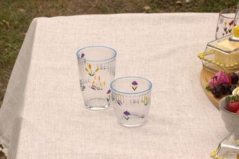 Hand Painted Floral Drinking Glass – Summer Glassware In Orange Or Blue, 8 of 9