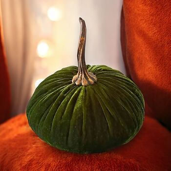 Autumn And Halloween Decor 15cm Velvet Pumpkins Free Lights, 8 of 10