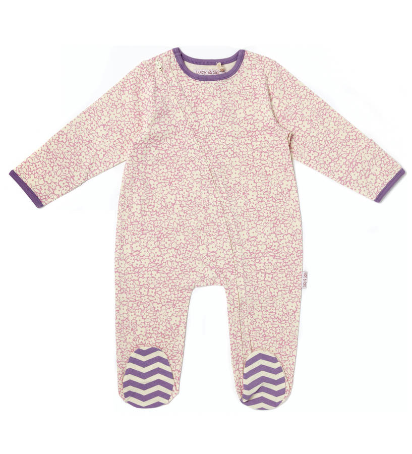 Lucy And Sam Floral Print Zip Thru Baby Grow By Lucy & Sam ...