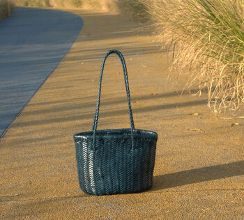 Hand Woven Genuine Leather Shopping Tote Bag, 7 of 12
