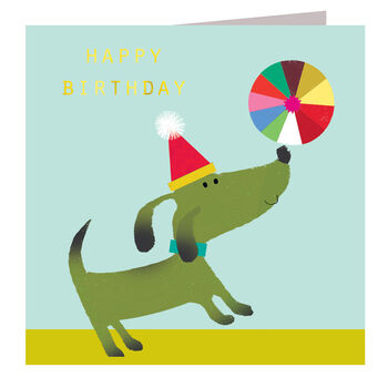 Gold Foiled Dog And Ball Birthday Card, 2 of 4