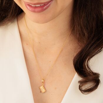 18ct Gold Malted Milk Biscuit Charm Necklace, 3 of 6