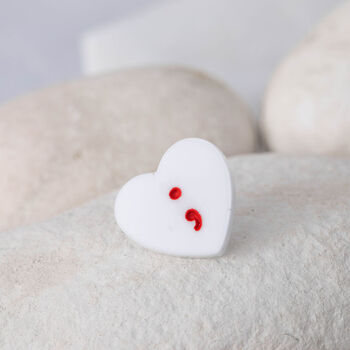 Semicolon Heart Pin Badge, 3 of 7