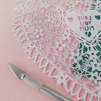 Personalised Family Tree Love Heart Hand Cut Paper Cut, 5 of 12