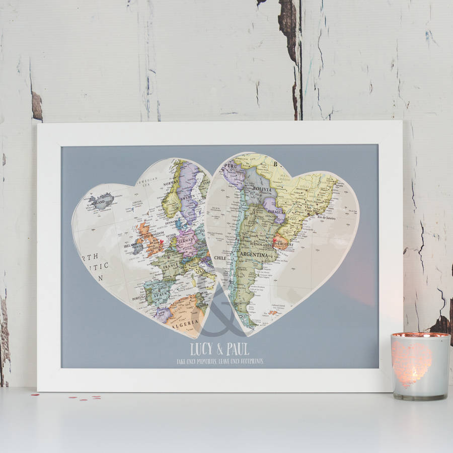 Personalised Location Map Hearts Print, 1 of 9